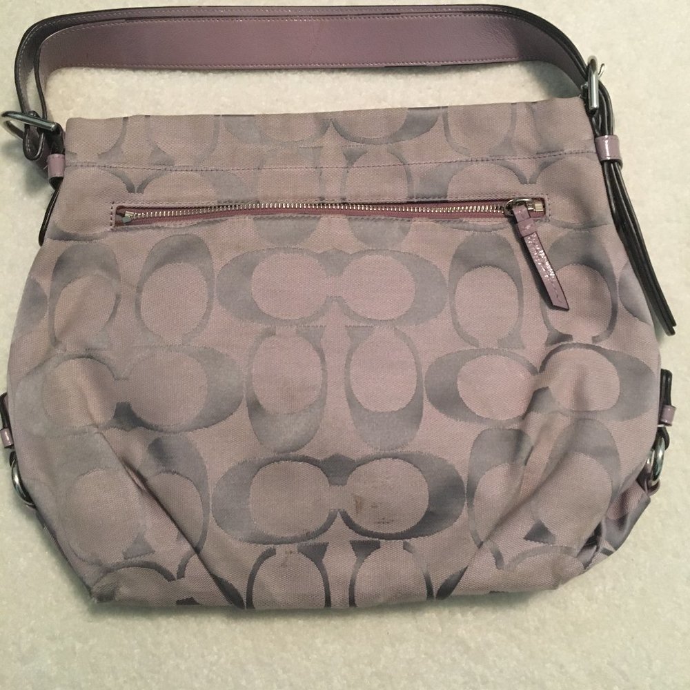 Light Pink and Purple Coach Logo Shoulder Bag